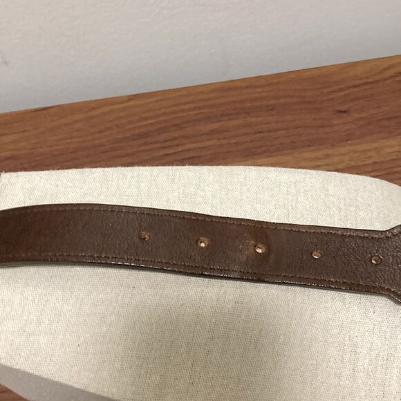 FH Wadsworth Mens’ Hand Sewn Leather Tab Belt in Blue/Green Tartan Stripe. - Picture 4 of 6